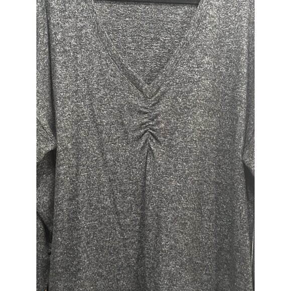 Soft Surroundings Womens 2X Black Heathered V-Neck Long Sleeve Sweater - Picture 2 of 7